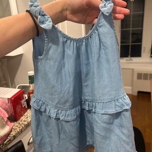 Light Blue Ruffled Sleeveless Dress